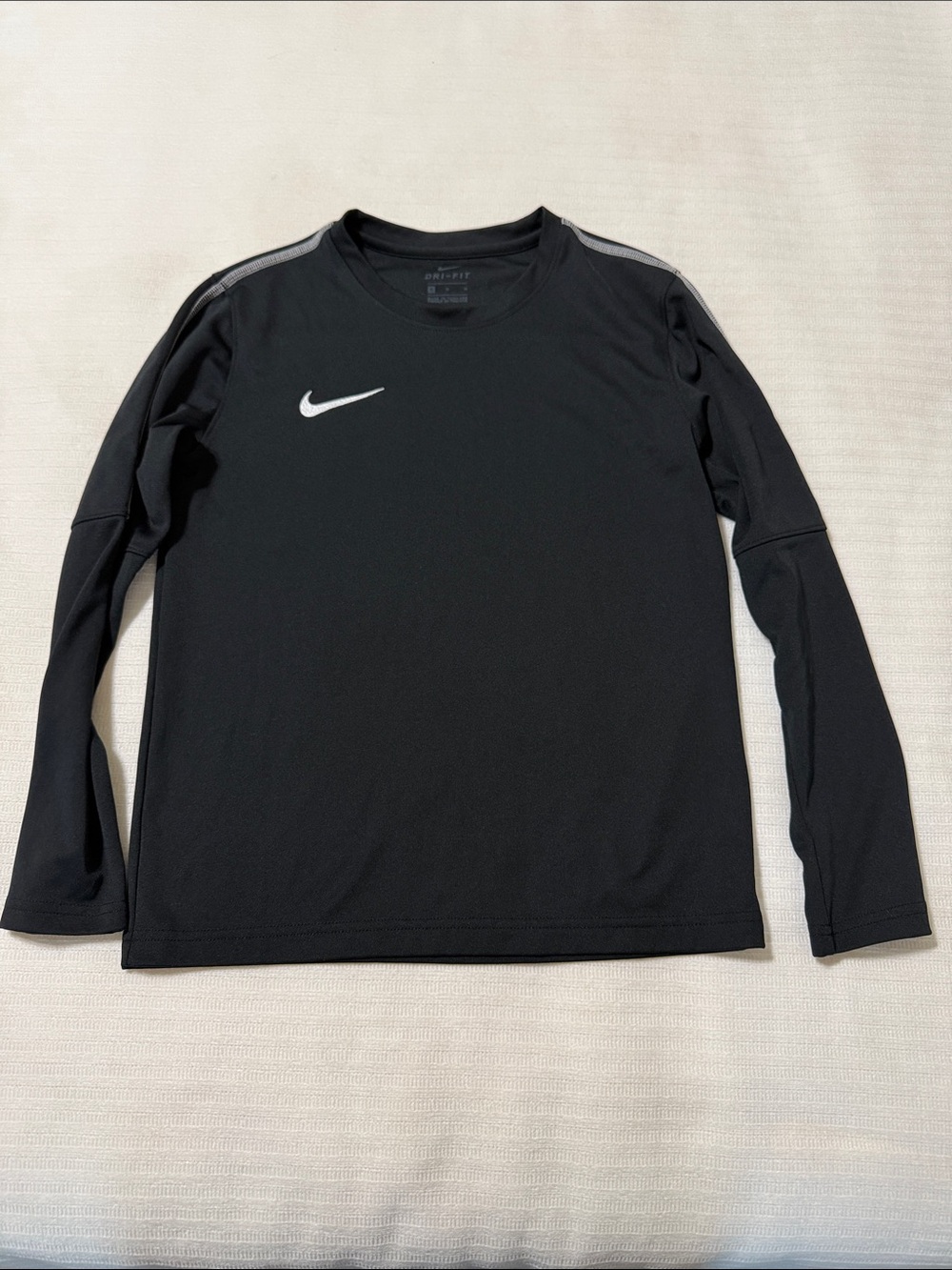 Nike Black Long Sleeve Athletic Tee with White Swoosh